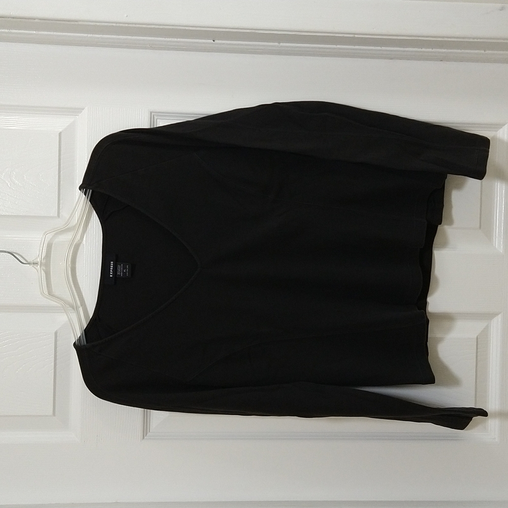 Womens XL Express black longsleeve vneck tee